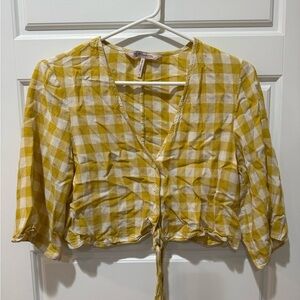 BCBGeneration Yellow Plaid Blouse